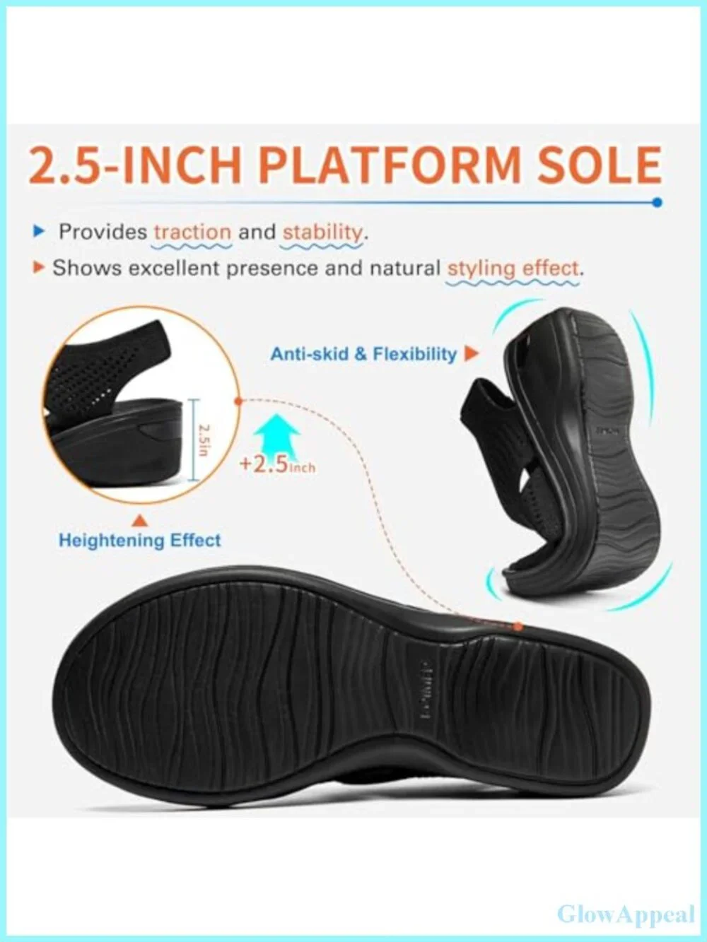 Platform Walking Sandals Memory Foam Open Toe Breathable Mesh Slingback
